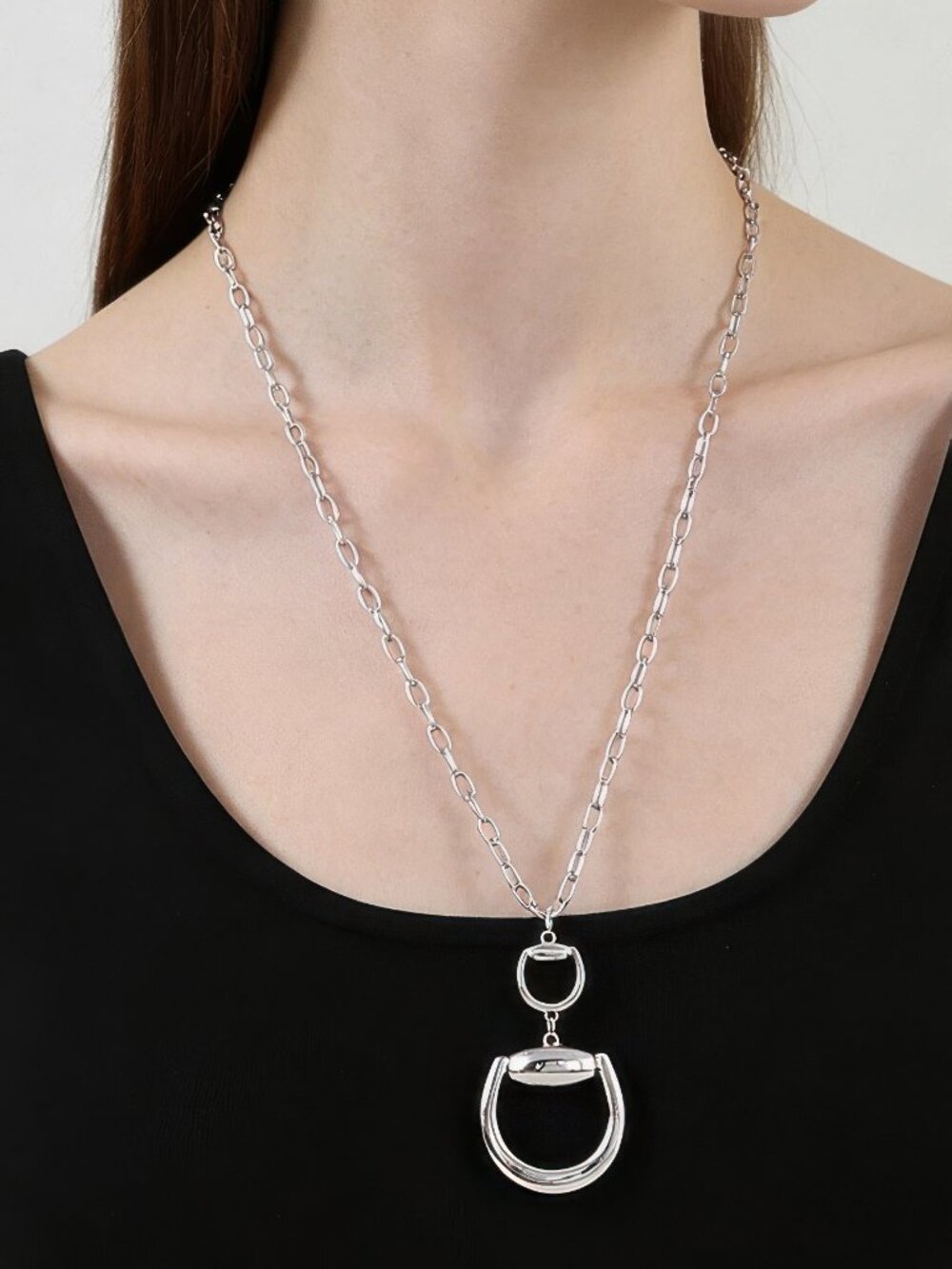 Double Polished Toggle Chain Drop Necklace